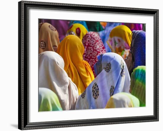 Women in Colorful Saris Gather Together, Jhalawar, Rajasthan, India-Keren Su-Framed Photographic Print