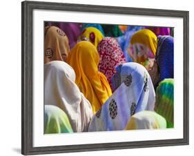 Women in Colorful Saris Gather Together, Jhalawar, Rajasthan, India-Keren Su-Framed Photographic Print