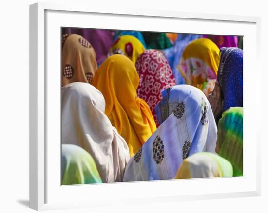 Women in Colorful Saris Gather Together, Jhalawar, Rajasthan, India-Keren Su-Framed Photographic Print