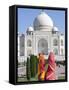 Women in Colourful Saris at the Taj Mahal, UNESCO World Heritage Site, Agra, Uttar Pradesh State, I-Gavin Hellier-Framed Stretched Canvas