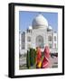 Women in Colourful Saris at the Taj Mahal, UNESCO World Heritage Site, Agra, Uttar Pradesh State, I-Gavin Hellier-Framed Photographic Print