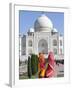 Women in Colourful Saris at the Taj Mahal, UNESCO World Heritage Site, Agra, Uttar Pradesh State, I-Gavin Hellier-Framed Photographic Print