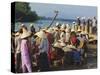 Women in Conical Hats at the Fish Market by the Thu Bon River in Hoi An, Indochina-Robert Francis-Stretched Canvas