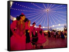 Women in Flamenco Dresses at Feira de Abril, Sevilla, Spain-Merrill Images-Framed Stretched Canvas