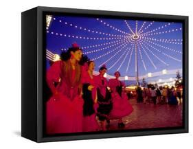 Women in Flamenco Dresses at Feira de Abril, Sevilla, Spain-Merrill Images-Framed Stretched Canvas