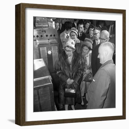 Women in Fur Coats at a Food Exhibition, Wilsic, Near Doncaster, South Yorkshire, 1961-Michael Walters-Framed Photographic Print