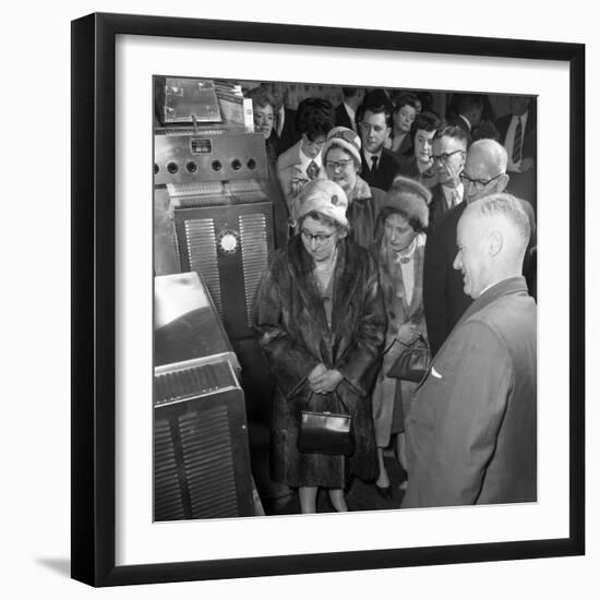 Women in Fur Coats at a Food Exhibition, Wilsic, Near Doncaster, South Yorkshire, 1961-Michael Walters-Framed Photographic Print