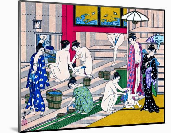 Women in Public Bathhouse-null-Mounted Giclee Print