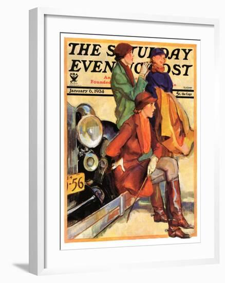 "Women in Riding Habits," Saturday Evening Post Cover, January 6, 1934-John LaGatta-Framed Giclee Print