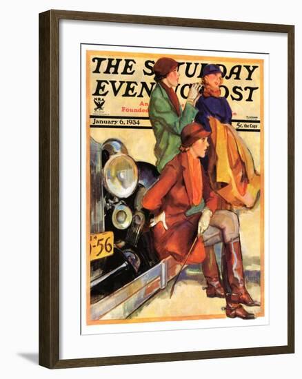 "Women in Riding Habits," Saturday Evening Post Cover, January 6, 1934-John LaGatta-Framed Giclee Print