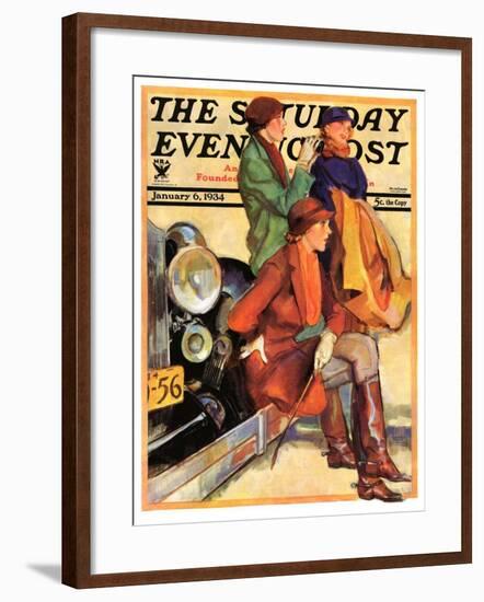 "Women in Riding Habits," Saturday Evening Post Cover, January 6, 1934-John LaGatta-Framed Giclee Print