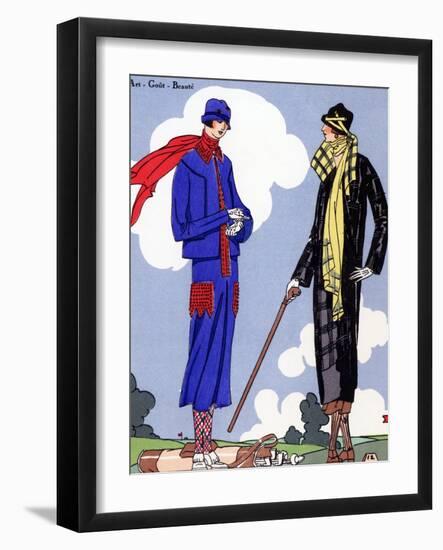 Women in sports wear on a golf course, 1925.-null-Framed Giclee Print