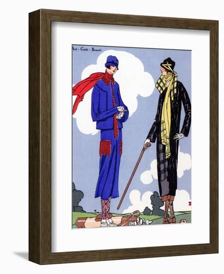 Women in sports wear on a golf course, 1925.-null-Framed Giclee Print