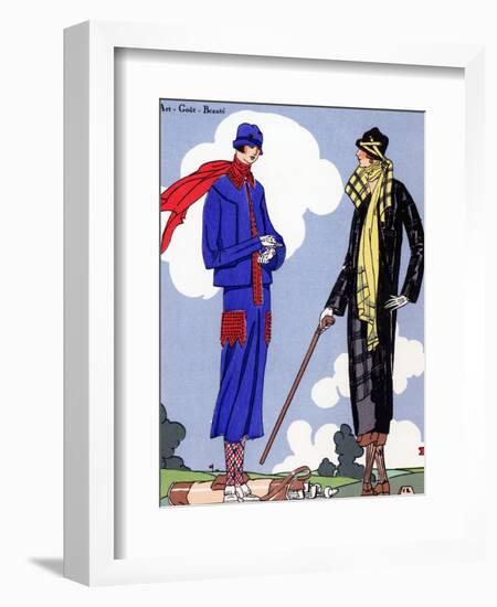 Women in sports wear on a golf course, 1925.-null-Framed Giclee Print