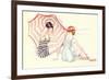 Women in Swim Suits with Umbrella-null-Framed Premium Giclee Print