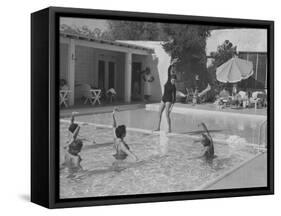 Women in Tank Suits Pool Excercising at Elizabeth Arden's Reducing Resort in Arizona-null-Framed Stretched Canvas