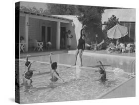 Women in Tank Suits Pool Excercising at Elizabeth Arden's Reducing Resort in Arizona-null-Stretched Canvas