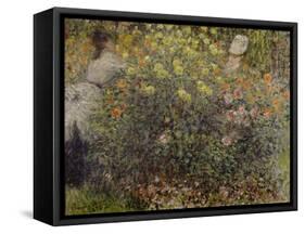 Women in the Flowers. 1875-Claude Monet-Framed Stretched Canvas
