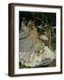 Women in the Garden, Detail of a Seated Woman with a Parasol, 1867-Claude Monet-Framed Giclee Print