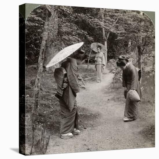 Women in the Kinkaku-Ji Temple Garden, Kyoto, Japan, 1904-Underwood & Underwood-Stretched Canvas