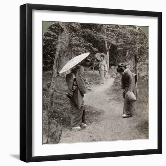 Women in the Kinkaku-Ji Temple Garden, Kyoto, Japan, 1904-Underwood & Underwood-Framed Photographic Print