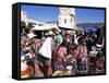 Women in Traditional Dress in Busy Tuesday Market, Solola, Guatemala, Central America-Upperhall-Framed Stretched Canvas