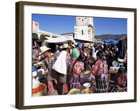 Women in Traditional Dress in Busy Tuesday Market, Solola, Guatemala, Central America-Upperhall-Framed Photographic Print