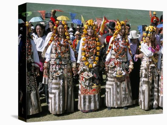 Women in Traditional Tibetan Dress, Yushu, Qinghai Province, China-Occidor Ltd-Stretched Canvas