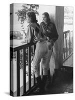 Women Jockey's Watching Race from Balcony of Jockey's Rooms-Peter Stackpole-Stretched Canvas