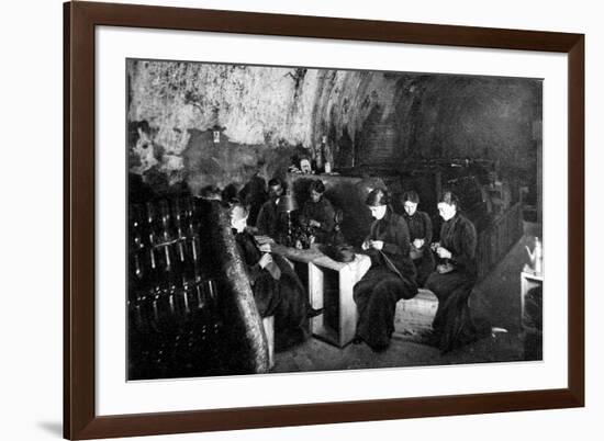 Women Knitting in a Wine-Cellar in a 'Much Bombarded' Rheims-null-Framed Art Print