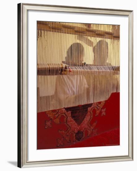 Women Knotting Berber Carpet on Loom, Morocco-Merrill Images-Framed Photographic Print