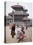 Women Loading Up, Using Dokos to Carry Loads, in Durbar Square, Patan, Kathmandu Valley, Nepal-Don Smith-Stretched Canvas