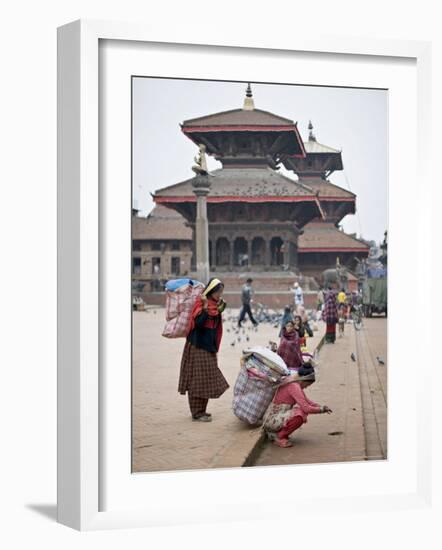 Women Loading Up, Using Dokos to Carry Loads, in Durbar Square, Patan, Kathmandu Valley, Nepal-Don Smith-Framed Photographic Print