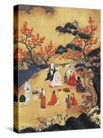 Women Looking at Maple Trees in Takao-null-Stretched Canvas