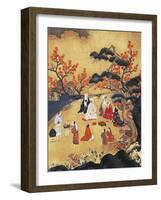 Women Looking at Maple Trees in Takao-null-Framed Giclee Print