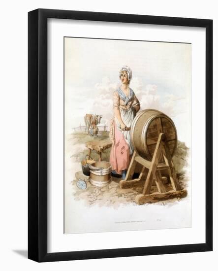 Women Making Butter, 1808-William Henry Pyne-Framed Giclee Print