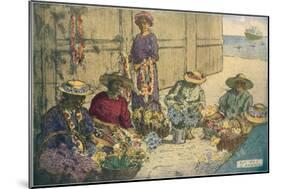 Women Making Leis, Hawaii-null-Mounted Art Print