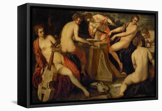 Women Making Music, Perhaps an Allegory of Music-Jacopo Robusti Tintoretto-Framed Stretched Canvas