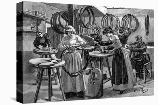 Women Making Pneumatic Tyres for Bicycles, France, 1896-null-Stretched Canvas