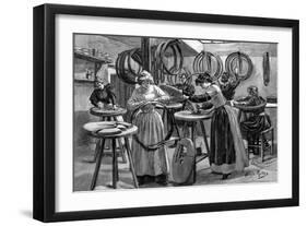 Women Making Pneumatic Tyres for Bicycles, France, 1896-null-Framed Giclee Print