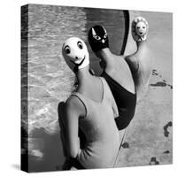 Women Modeling Bathing Caps with Faces on Them-Ralph Crane-Stretched Canvas