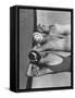 Women Modeling Bathing Caps with Faces on Them-Ralph Crane-Framed Stretched Canvas