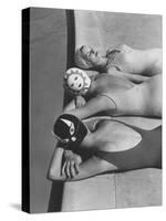 Women Modeling Bathing Caps with Faces on Them-Ralph Crane-Stretched Canvas