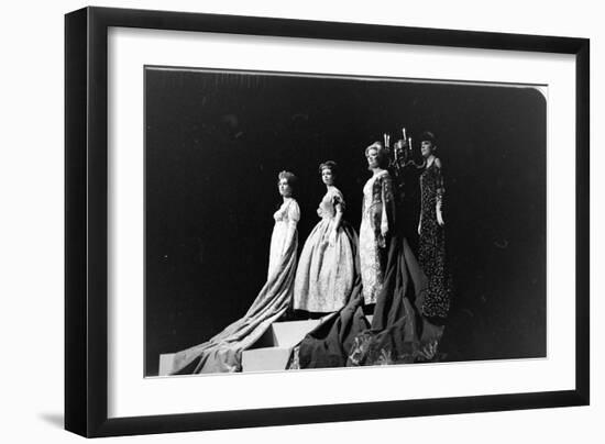 Women Modeling Evening Gowns at the Met Fashion Ball, New York, New York, November 1960-Walter Sanders-Framed Photographic Print