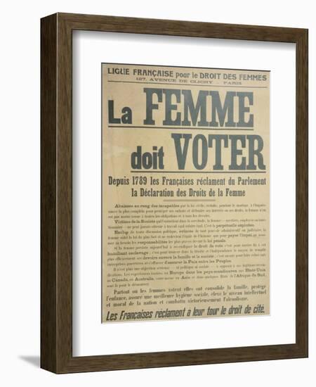 'Women Must Vote', Poster Encouraging Women to Fight for Voting Rights, 1914-French School-Framed Giclee Print