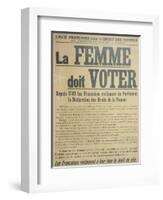 'Women Must Vote', Poster Encouraging Women to Fight for Voting Rights, 1914-French School-Framed Giclee Print