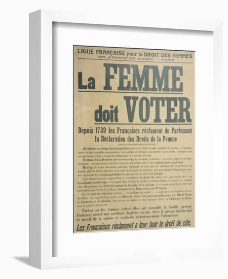 'Women Must Vote', Poster Encouraging Women to Fight for Voting Rights, 1914-French School-Framed Giclee Print