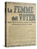 'Women Must Vote', Poster Encouraging Women to Fight for Voting Rights, 1914-French School-Stretched Canvas