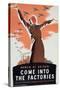 "Women of Britain Come into the Factories", Propaganda Poster, C.1940-null-Stretched Canvas