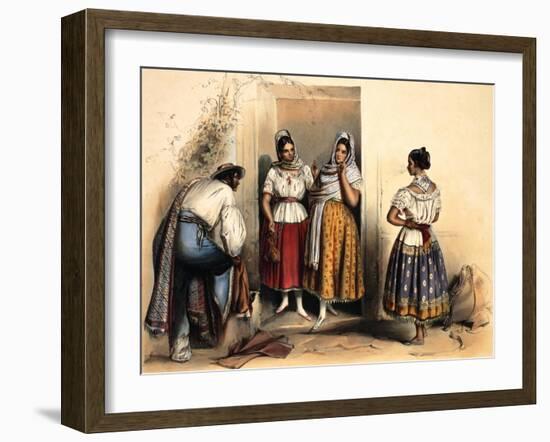 Women of Puebla, after 1836-Carlos Nebel-Framed Giclee Print